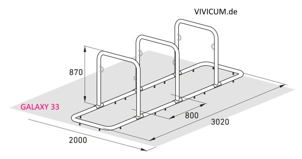 Maße des Anlehnsystems Galaxy 33