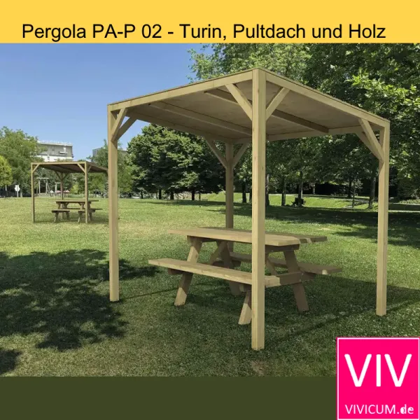Pergola PA-P 02 - Turin, Pultdach und Holz im Einsatz