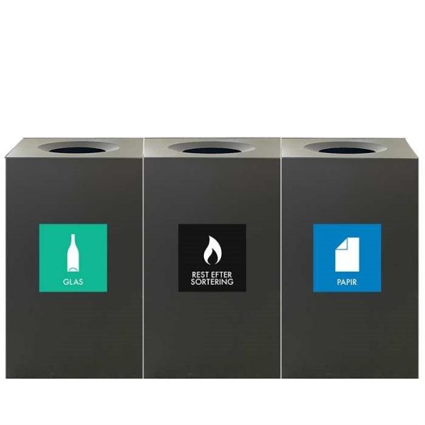 Abfallbehälter AFB 13 in Reihe zur Abfalltrennung